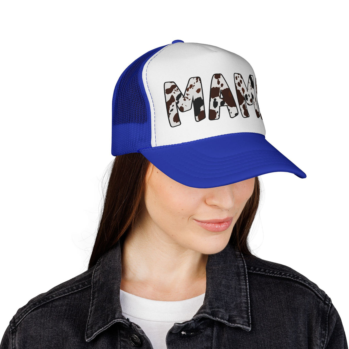 Mama Cow Print Trucker Cap – Farmhouse Mom Hat