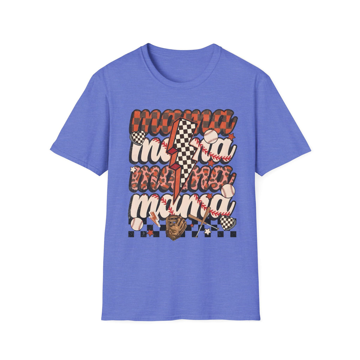 Baseball Mama T-Shirt — Checkerboard Lightning Mom Graphic Tee