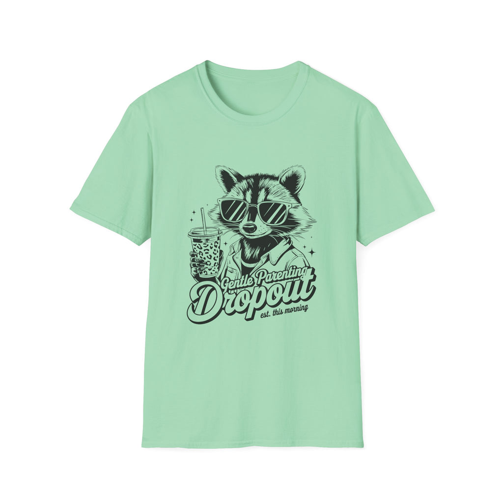 Raccoon with Sunglasses T-Shirt — Cute Retro 'Dropout' Graphic Tee