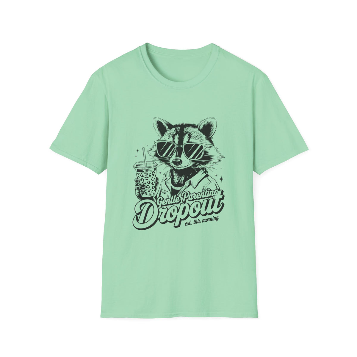 Raccoon with Sunglasses T-Shirt — Cute Retro 'Dropout' Graphic Tee