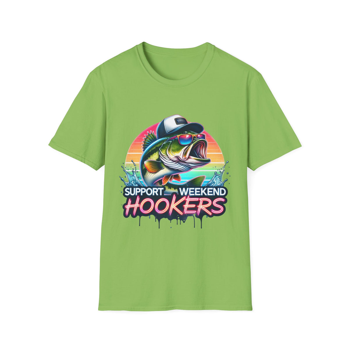 Fishing T-Shirt — “Support Weekend Hookers” Retro Bass Design