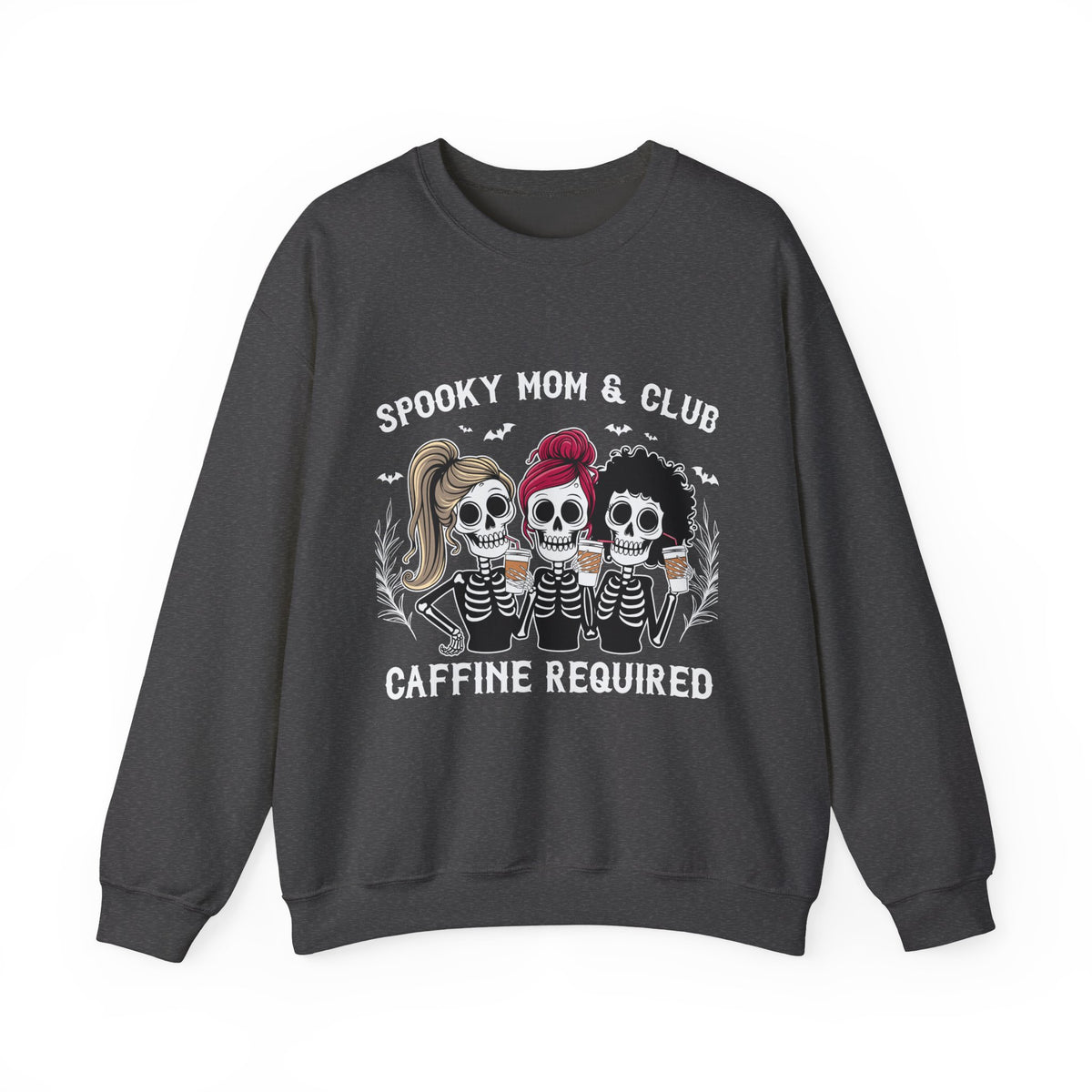 Spooky Mom Club Sweatshirt — “Caffeine Required” Halloween Crewneck