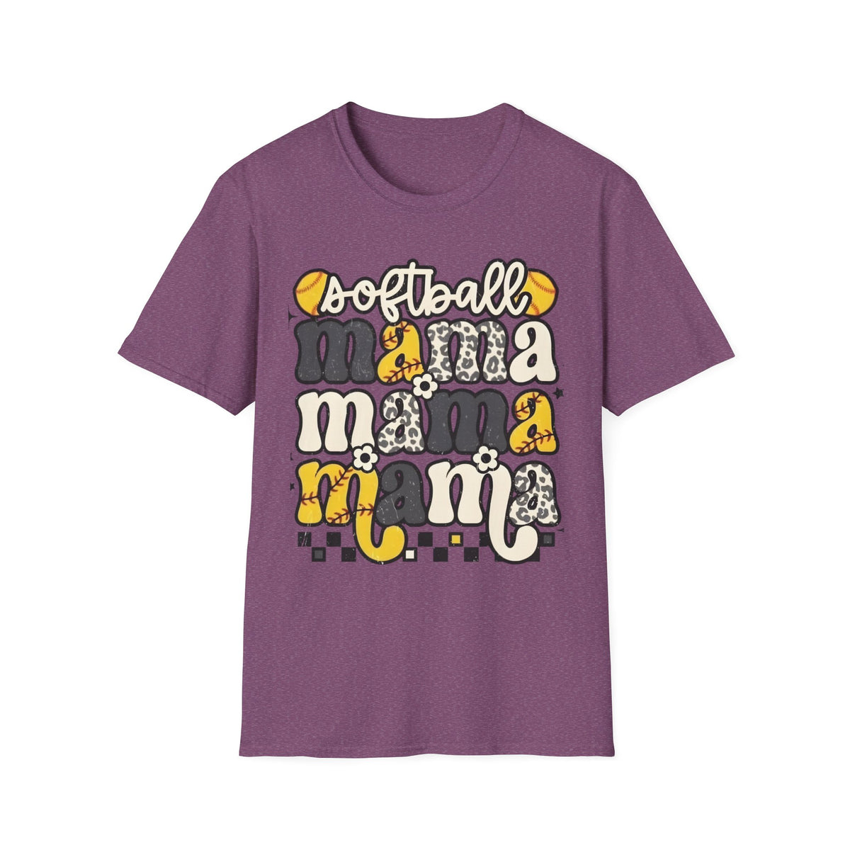 Softball Mama Graphic T-Shirt — Cute Leopard & Ball Mom Shirt