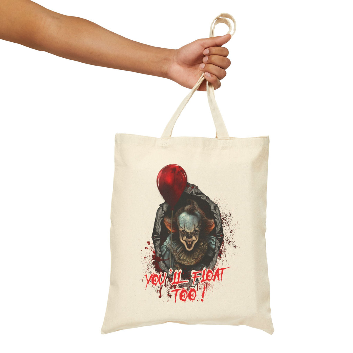 Tote Bag — Horror Clown 'You'll Float Too' Canvas Tote