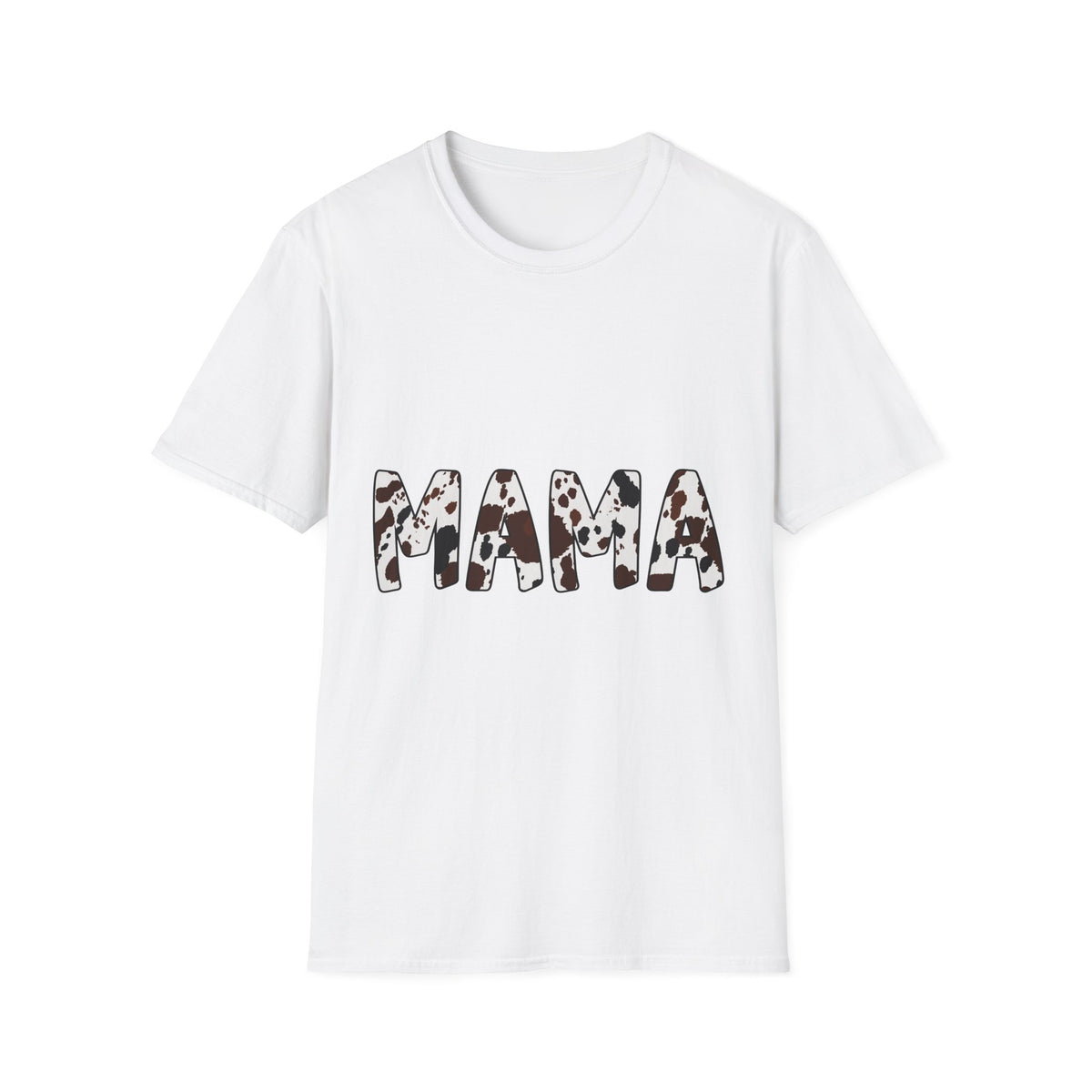 Mama Cow Print T-Shirt — Graphic Mama Tee with Brown Dalmatian Spots