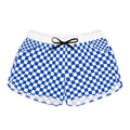 Blue Checkerboard Women's Casual Shorts – AOP Patterned Lounge & Beach Shorts