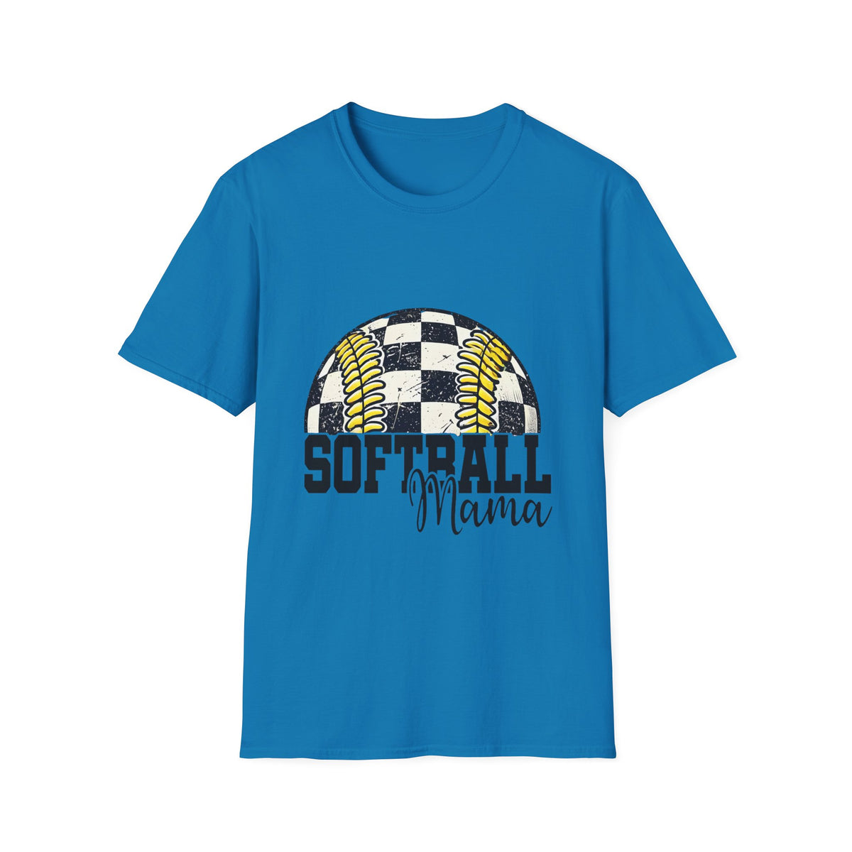 Softball Mama T‑Shirt — Checkered Ball Graphic Softball Mom Tee
