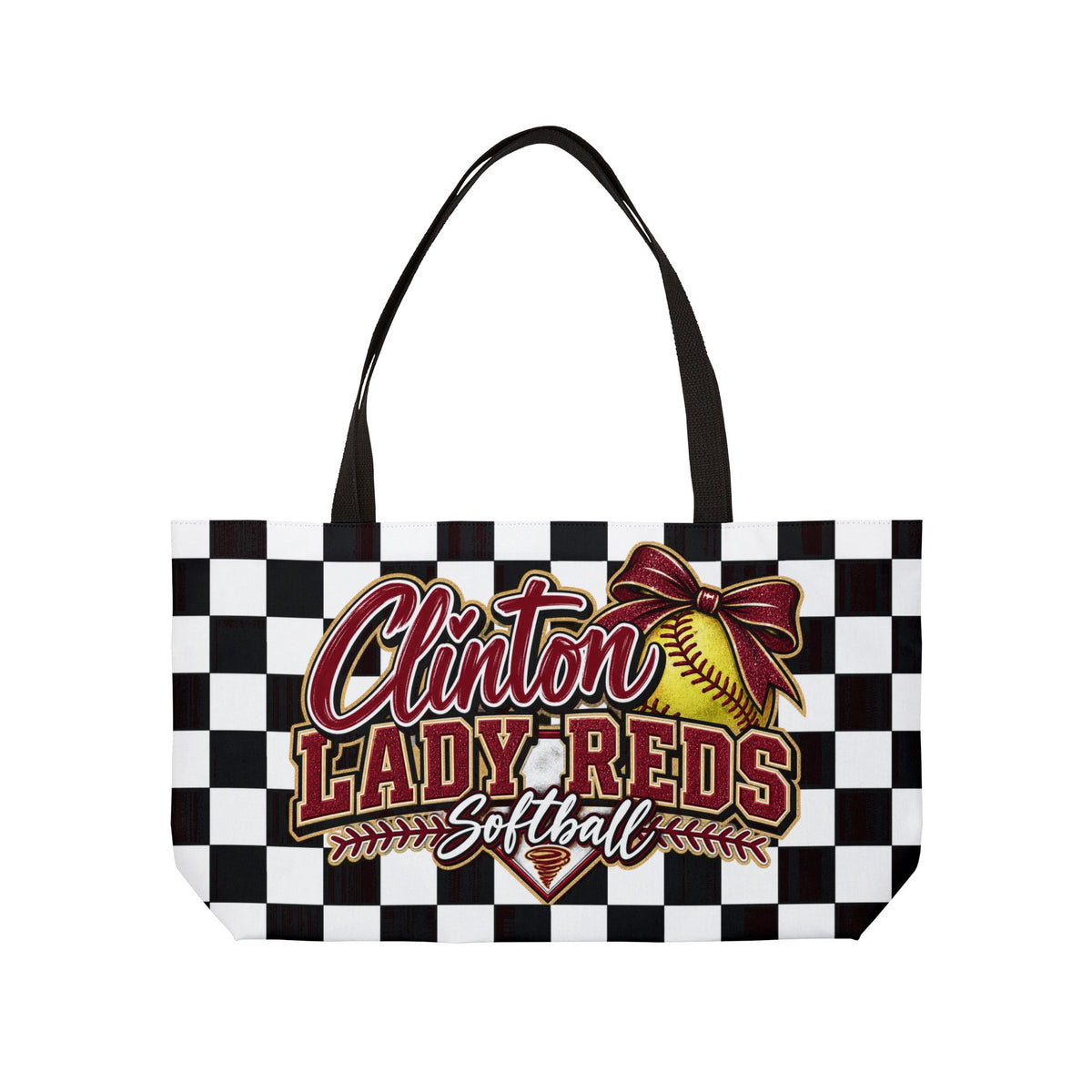 Clinton Lady Reds Softball Weekender Tote Bag — Checkerboard Team Gear