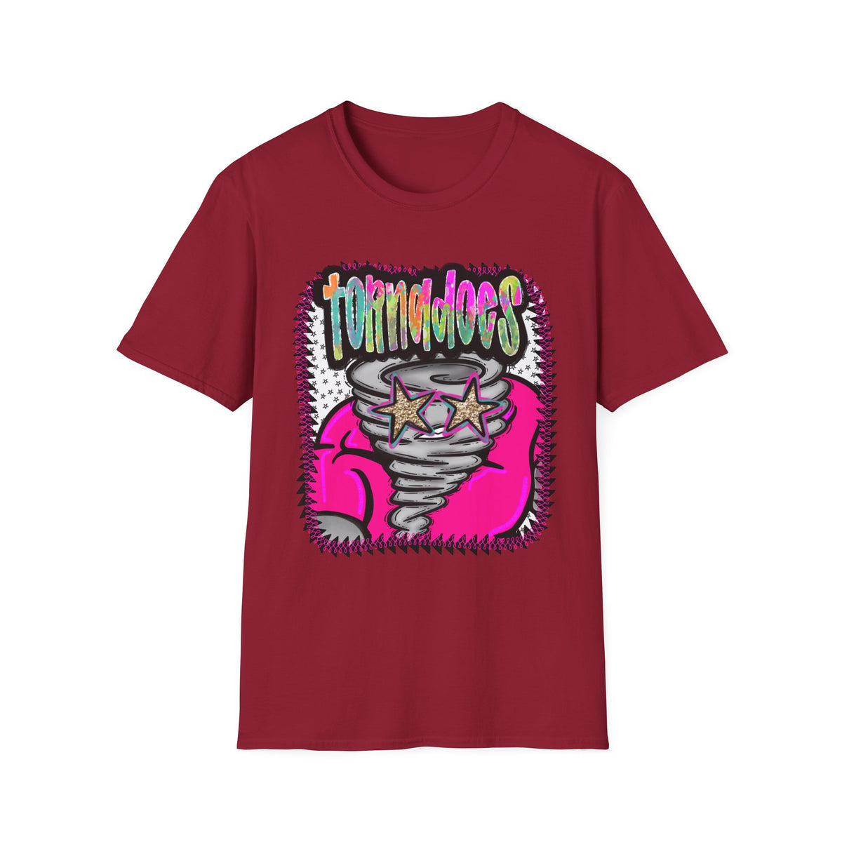 T‑Shirt — Colorful 'Tornadoes' Graphic Tee with Retro Stars (Bold Neon Streetwear)