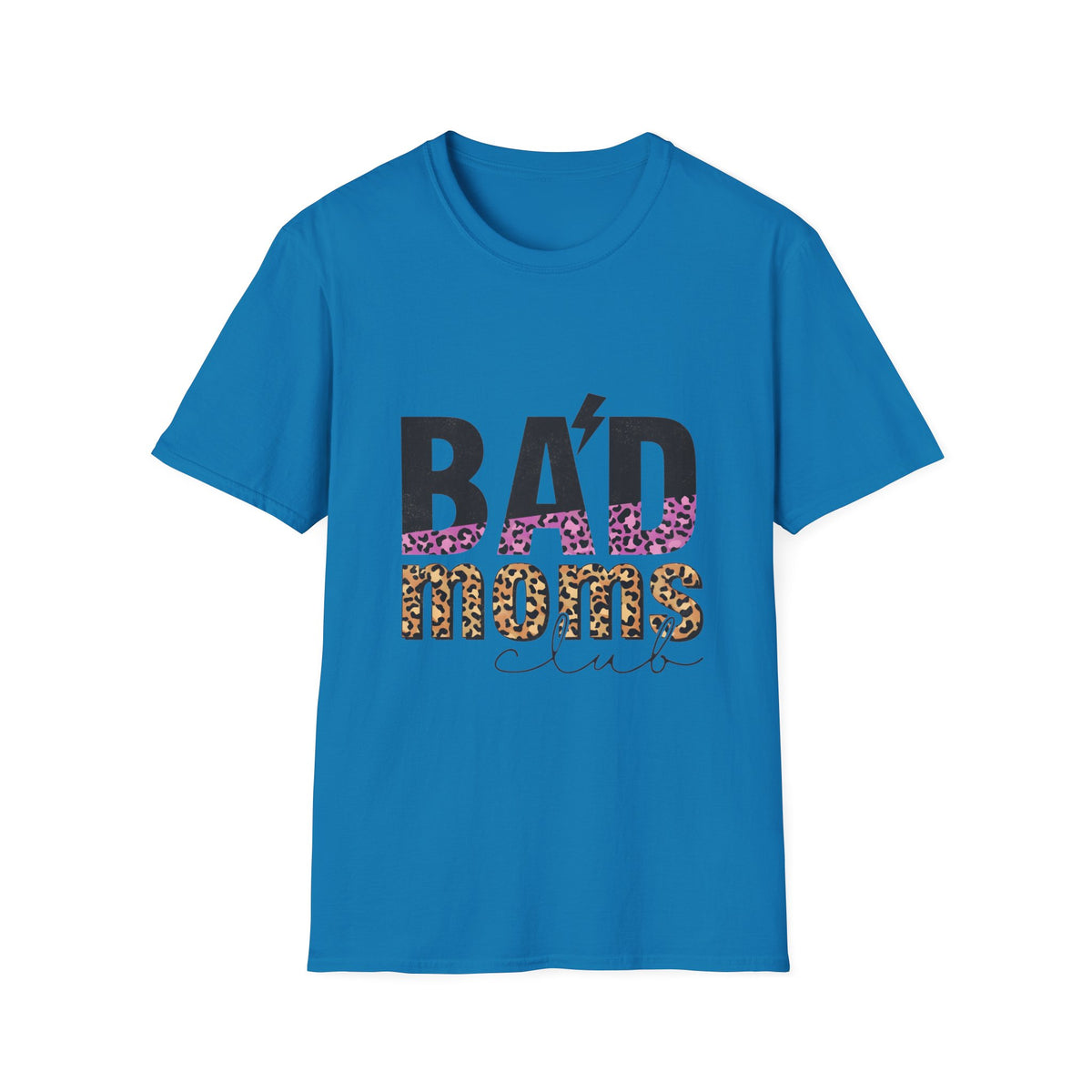 Bad Moms Club T-Shirt — Bold Leopard Accent Graphic Tee