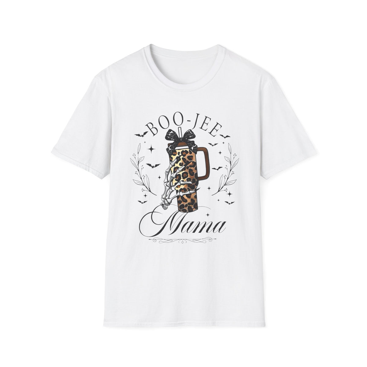 Boo-Jee Mama T-Shirt — Leopard Print Coffee Tumbler Halloween Tee