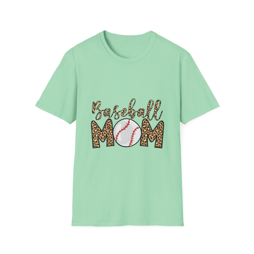 Baseball Mom Leopard Print T-Shirt — Baseball Mom Tee with Baseball Graphic