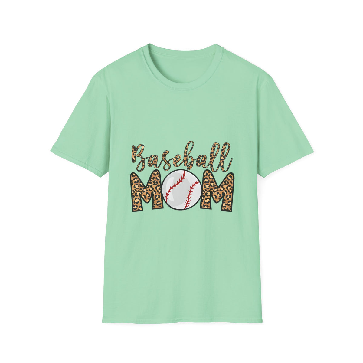 Baseball Mom Leopard Print T-Shirt — Baseball Mom Tee with Baseball Graphic