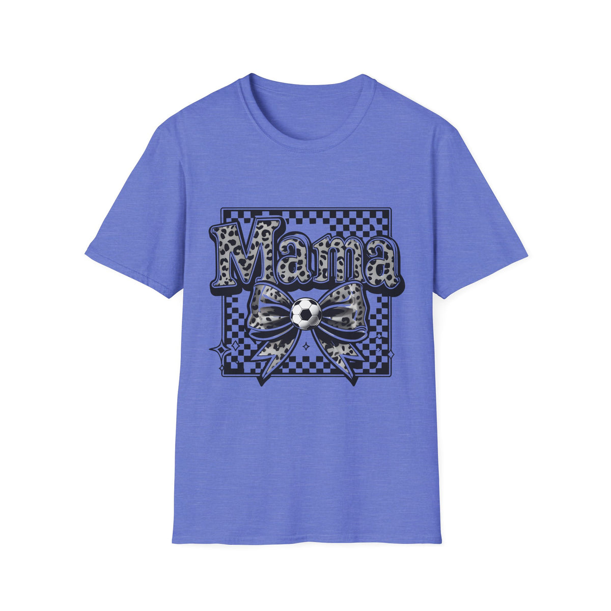 Mama Graphic Tee — Checkerboard Leopard Bow Shirt for Moms