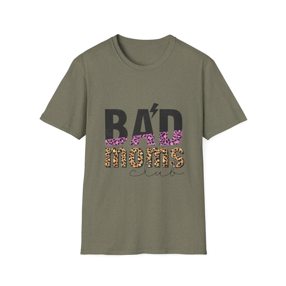 Bad Moms Club T-Shirt — Bold Leopard Accent Graphic Tee