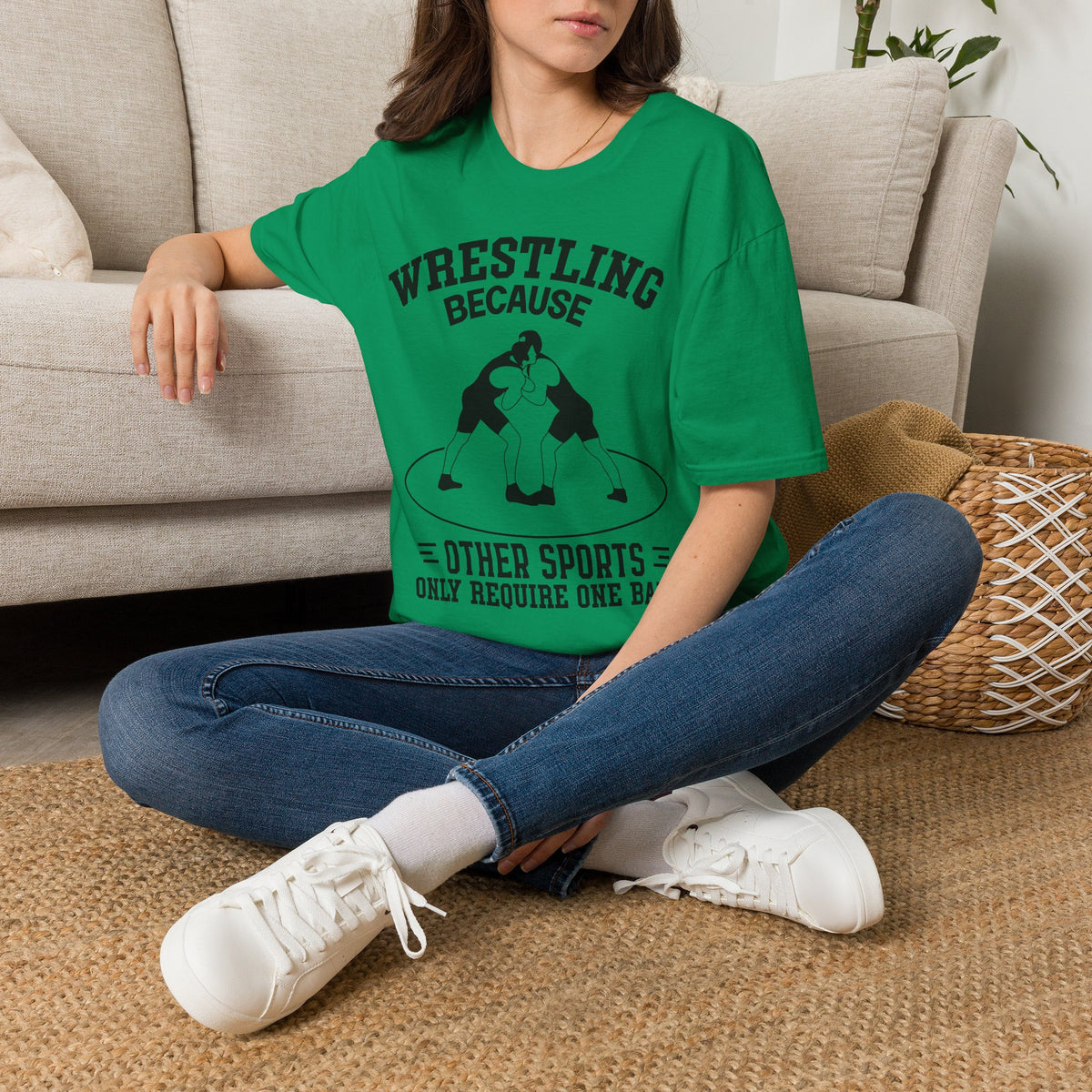 Wrestling Because T-Shirt — Funny Wrestling Quote Tee for Athletes & Fans