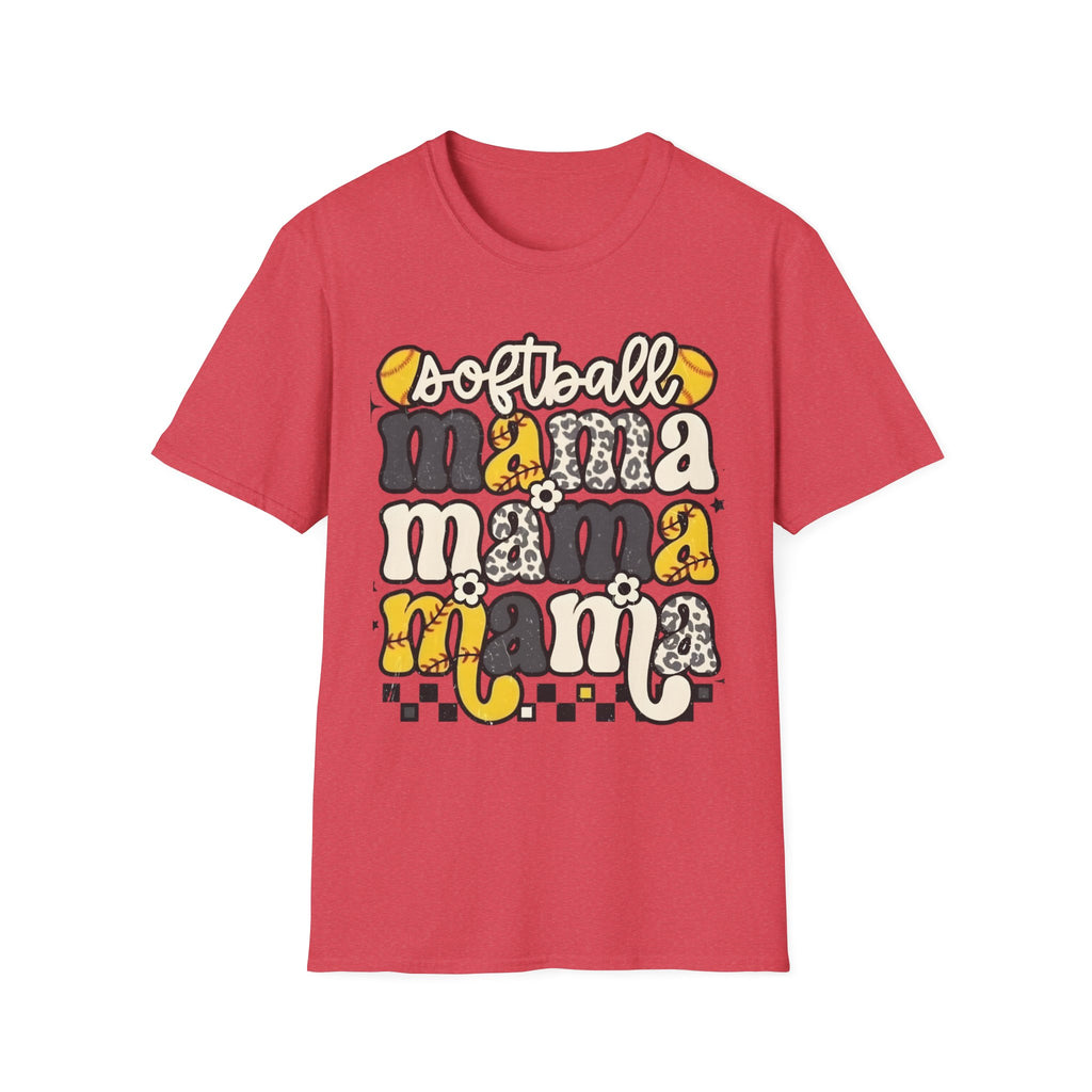 Softball Mama Graphic T-Shirt — Cute Leopard & Ball Mom Shirt