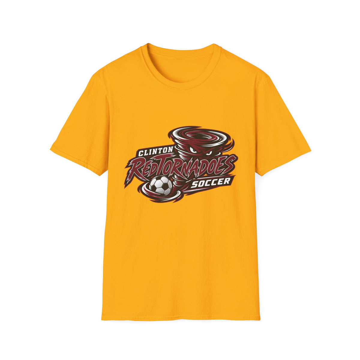 Red Tornadoes Soccer T-Shirt — Clinton Team Logo Tee