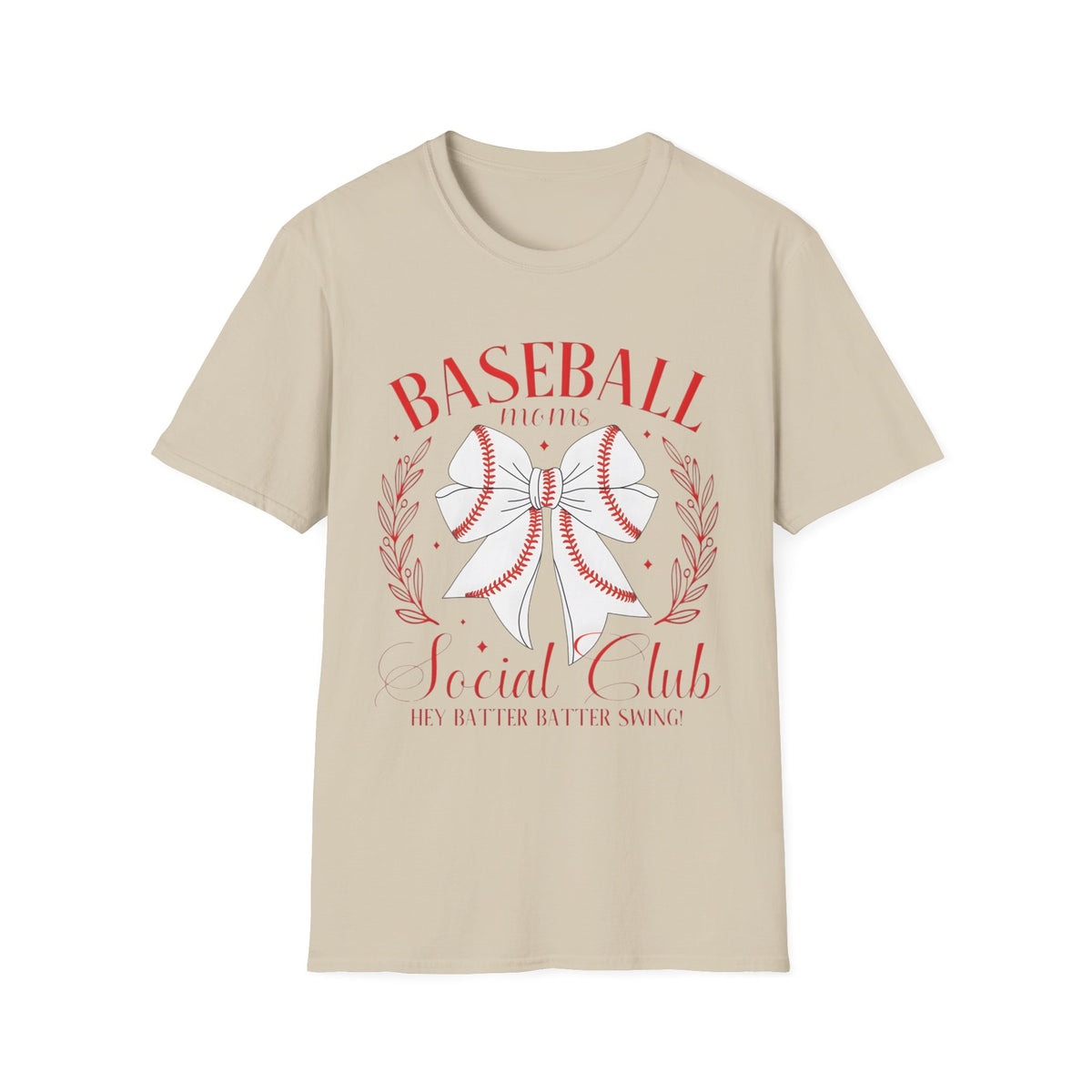Baseball Mom T-Shirt — Floral Stitch Bow Sports Tee