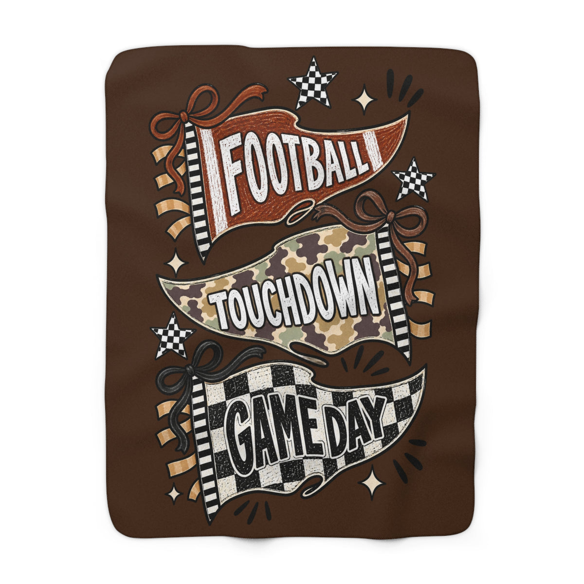 Game Day Sherpa Fleece Blanket - "Football Touchdown" Cozy Team Throw