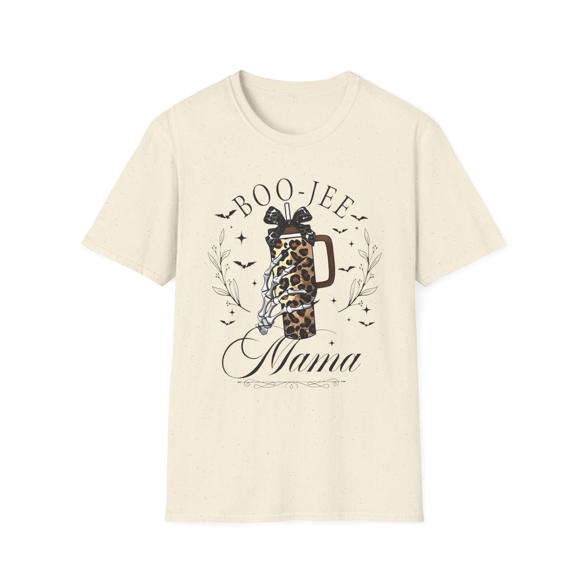 Boo-Jee Mama T-Shirt — Leopard Print Coffee Tumbler Halloween Tee