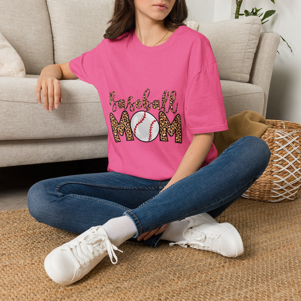 Baseball Mom Leopard Print T-Shirt — Baseball Mom Tee with Baseball Graphic