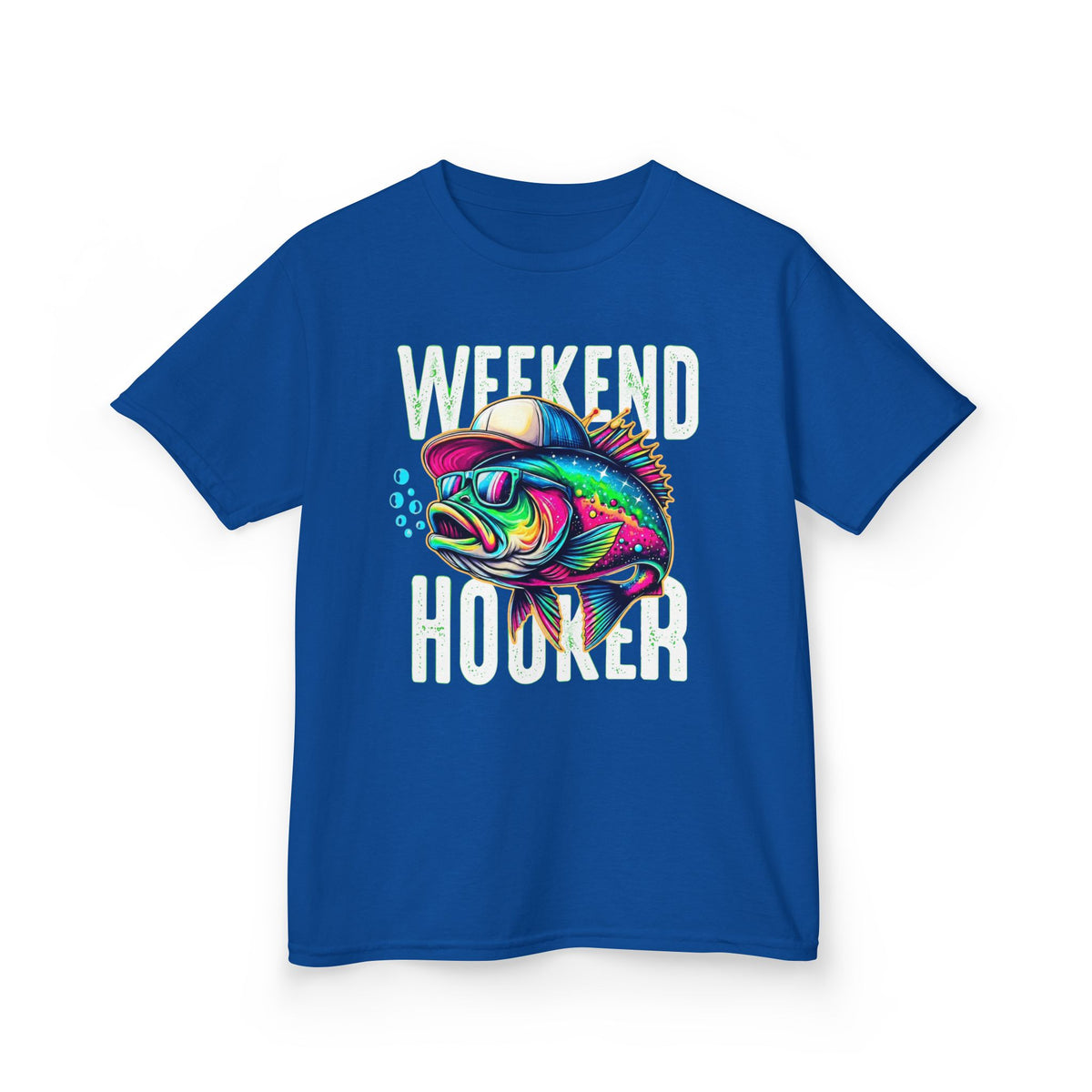 Kids Fish Tee — Colorful Neon Fishing Bass Graphic Shirt for Boys & Girls
