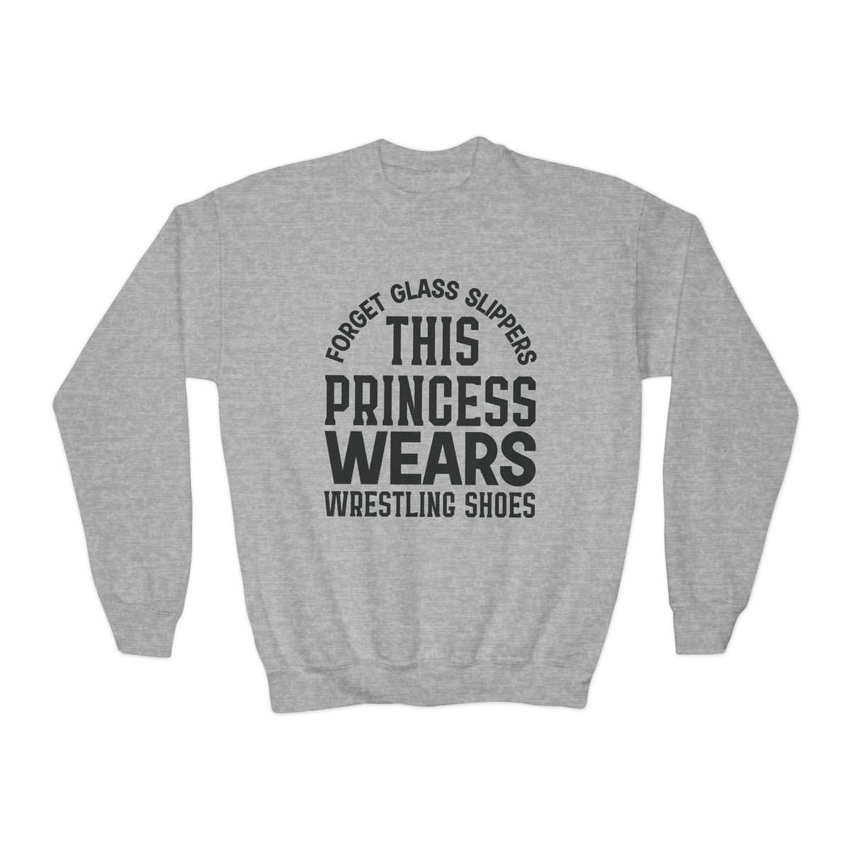 Youth Sweatshirt — "This Princess Wears Wrestling Shoes" Athletic Crewneck