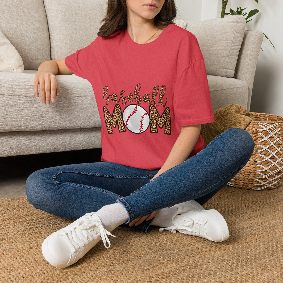 Baseball Mom Leopard Print T-Shirt — Baseball Mom Tee with Baseball Graphic