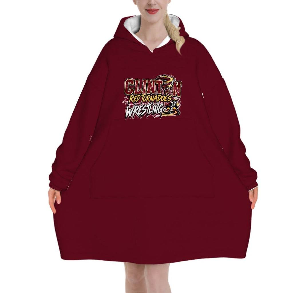 Adult Blanket Hoodie Clinton Wrestling
