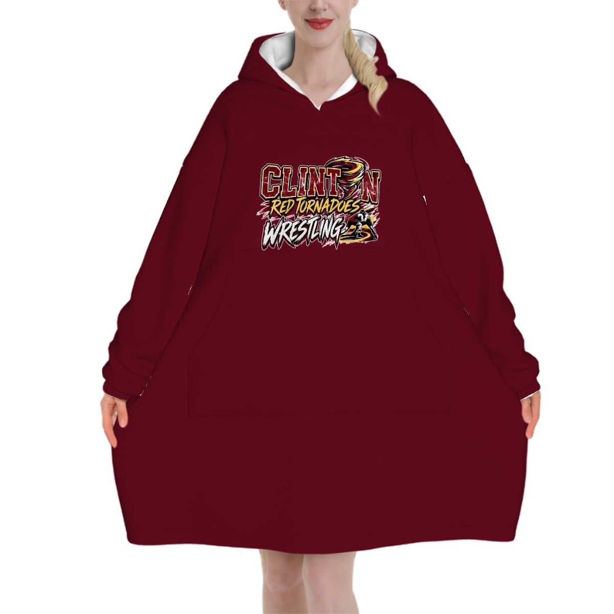 Adult Blanket Hoodie Clinton Wrestling