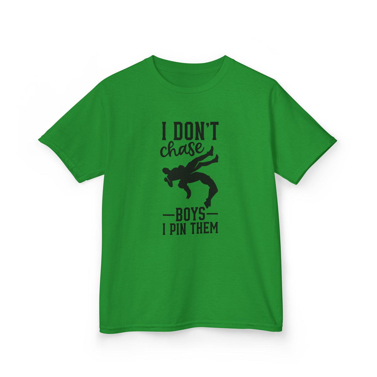 Kids Tee — "I Don't Chase Boys I Pin Them" Wrestling Shirt