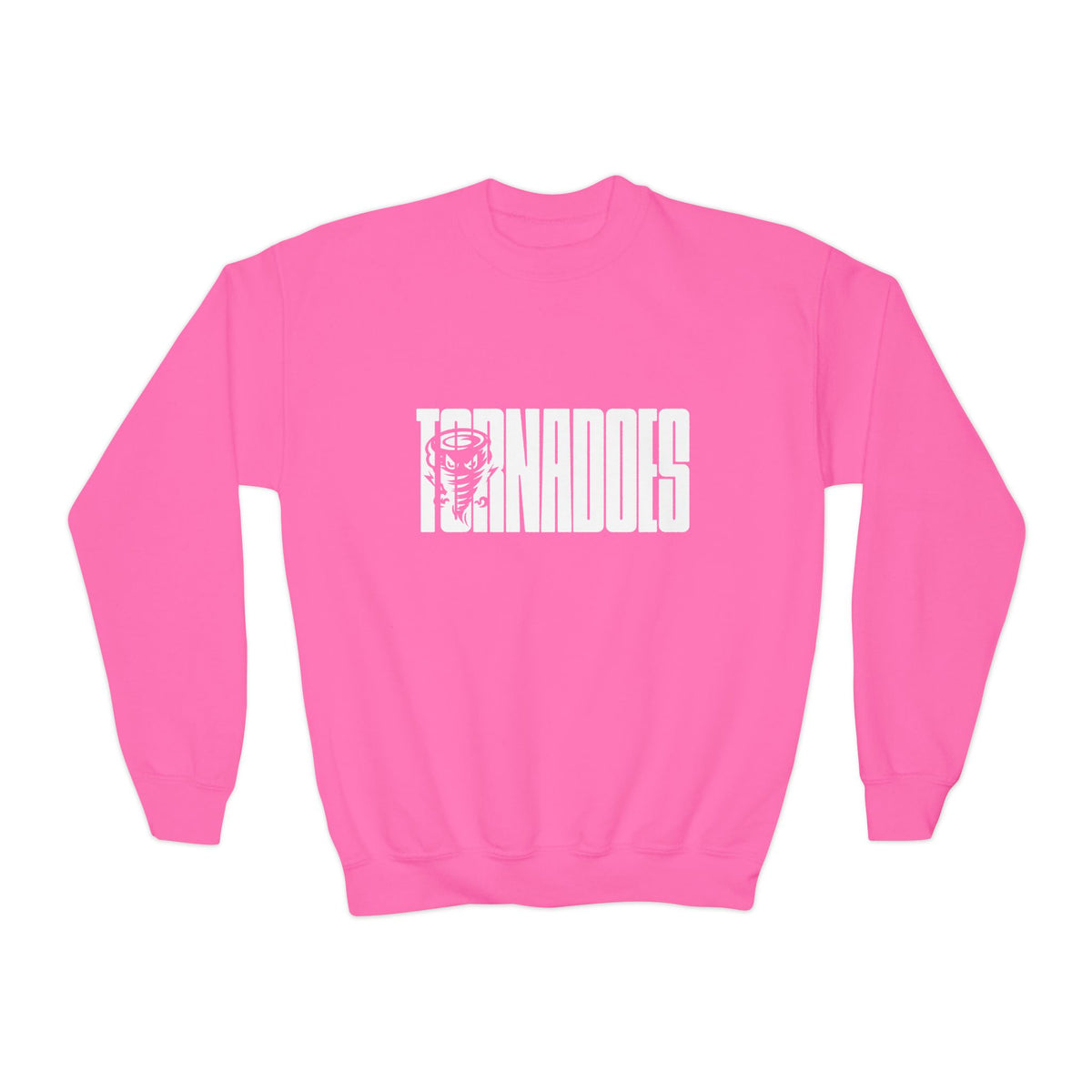 Youth Crewneck Sweatshirt - 'Tornadoes' Distressed Logo Graphic