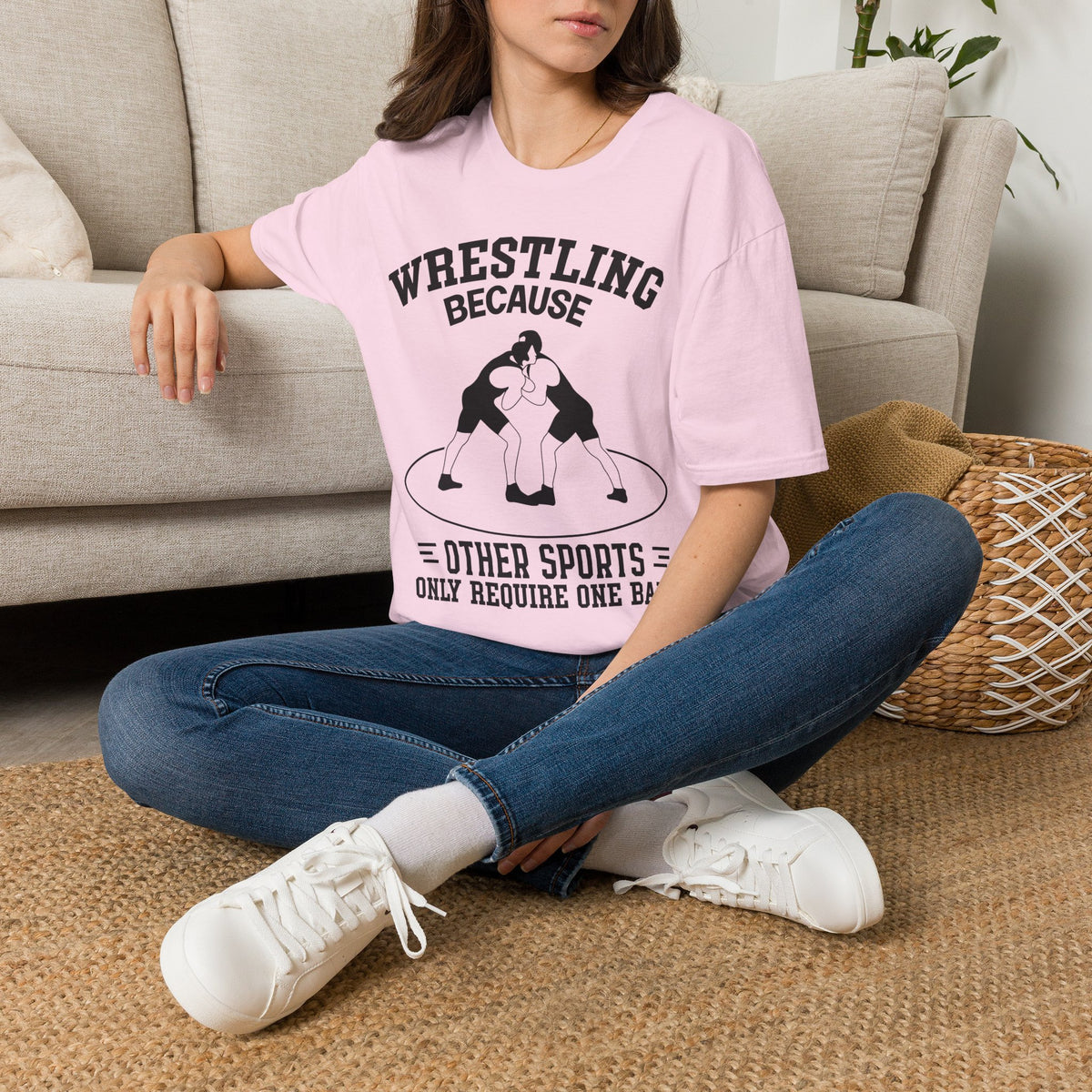 Wrestling Because T-Shirt — Funny Wrestling Quote Tee for Athletes & Fans