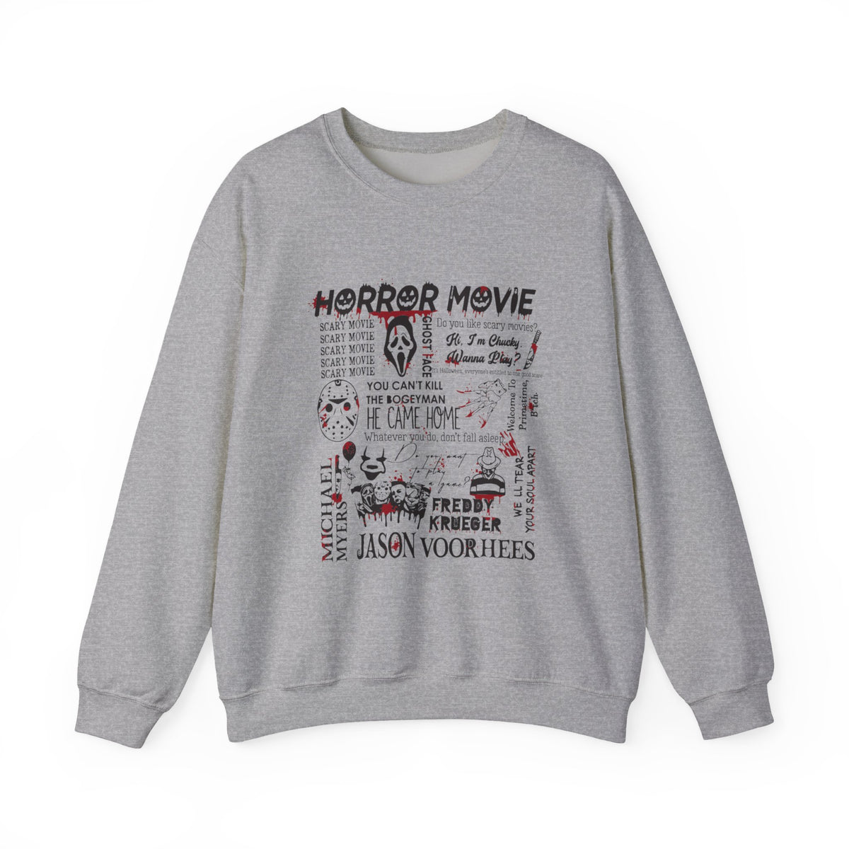 Horror Movie Collage Sweatshirt — Vintage Slasher Graphic Crewneck
