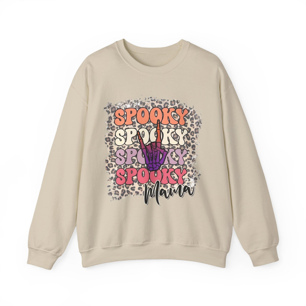 Spooky Mama Crewneck Sweatshirt – Leopard Halloween Graphic