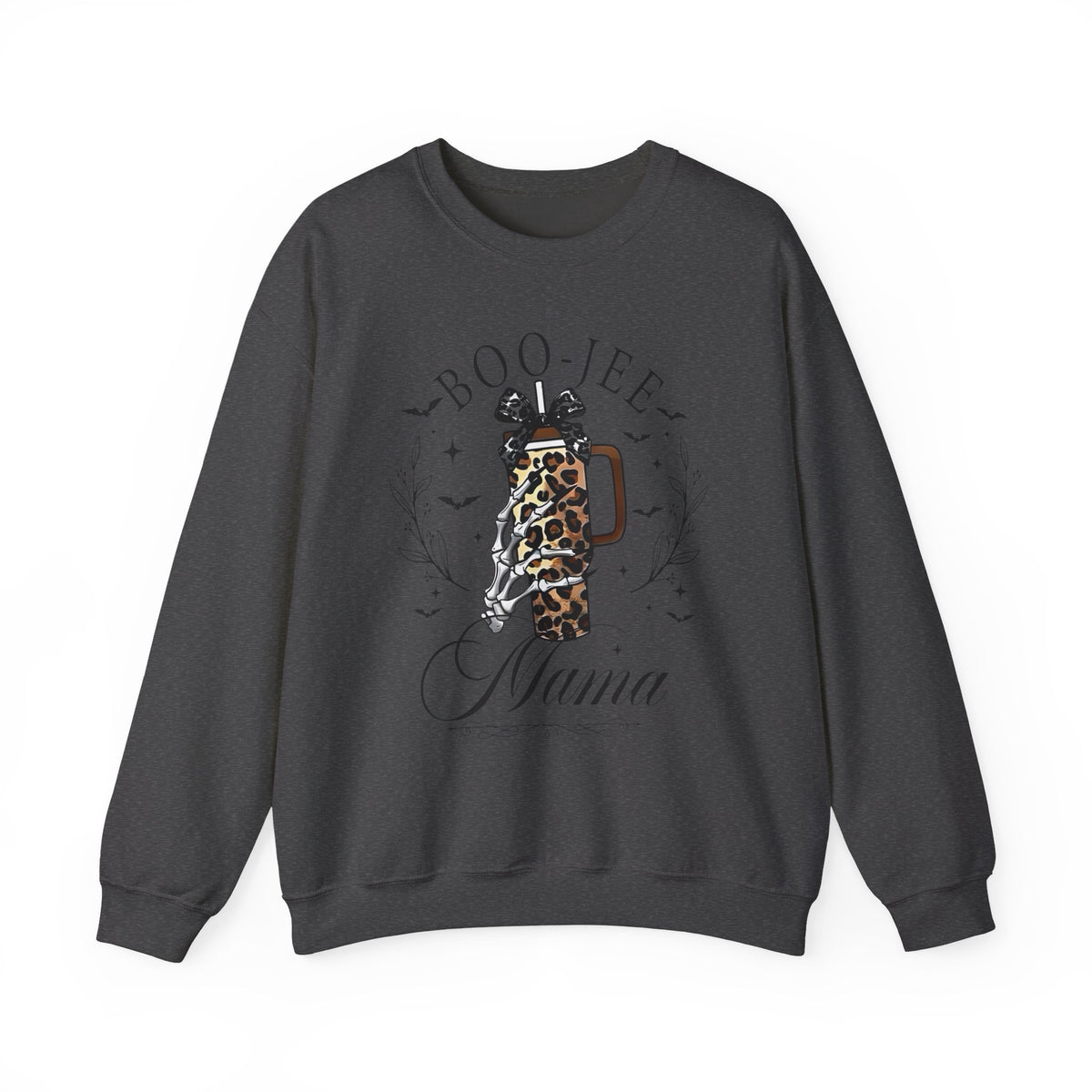 Boo-Jee Mama Crewneck Sweatshirt — Leopard Coffee Tumbler Mom Graphic