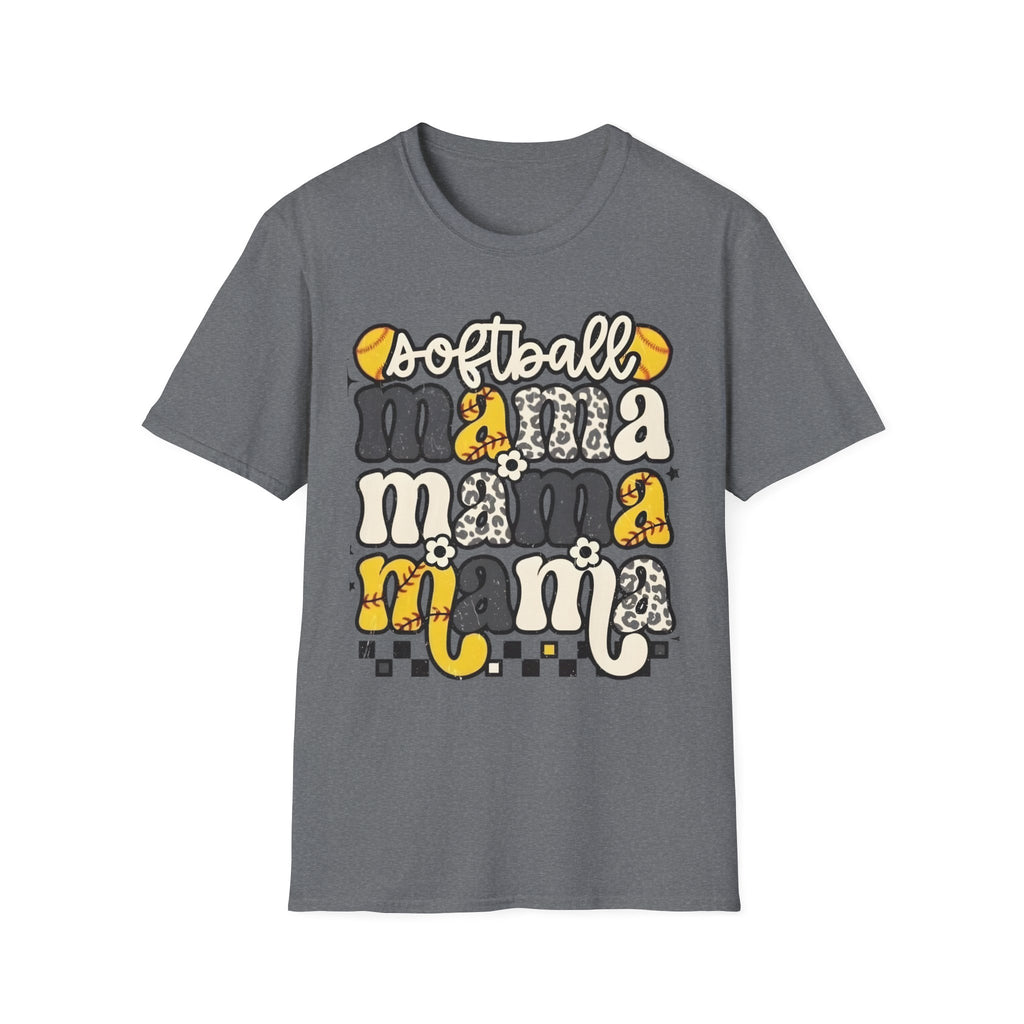 Softball Mama Graphic T-Shirt — Cute Leopard & Ball Mom Shirt