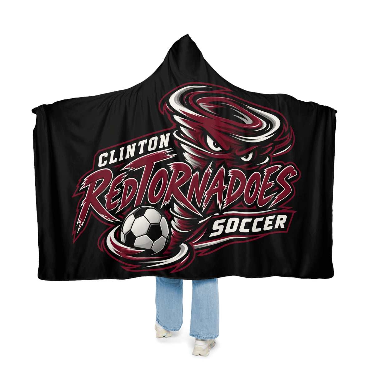 Clinton Red Tornadoes Soccer Hooded Snuggle Blanket