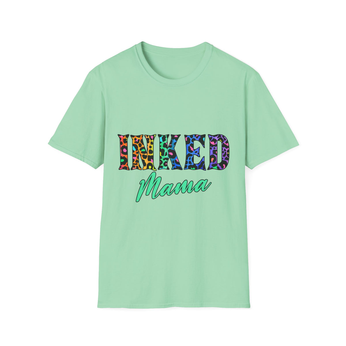 T-Shirt — "Inked Mama" Colorful Leopard Print Graphic Tee