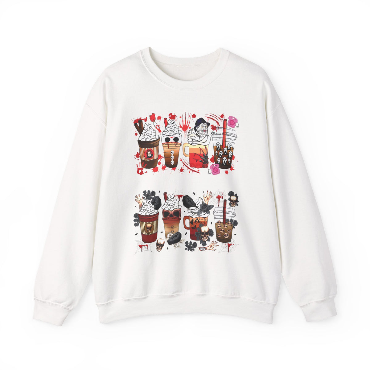 Coffee Drinks Crewneck Sweatshirt — Cute Boba, Latte & Bubble Tea Graphic