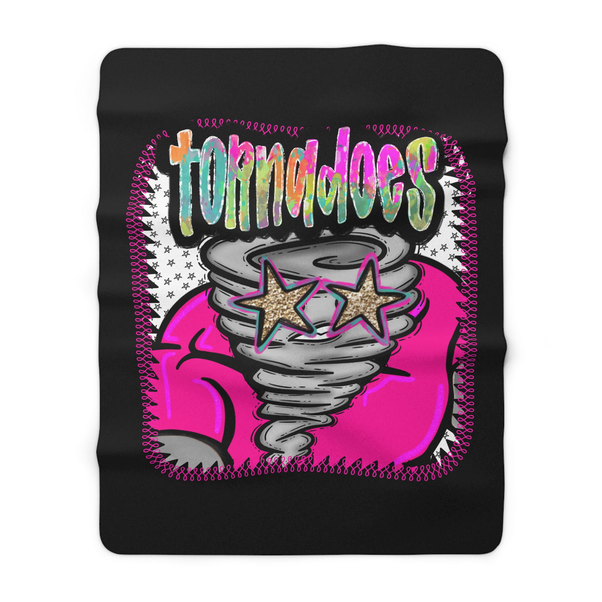 Tornadoes Sherpa Blanket — Colorful Retro Storm Graphic Throw