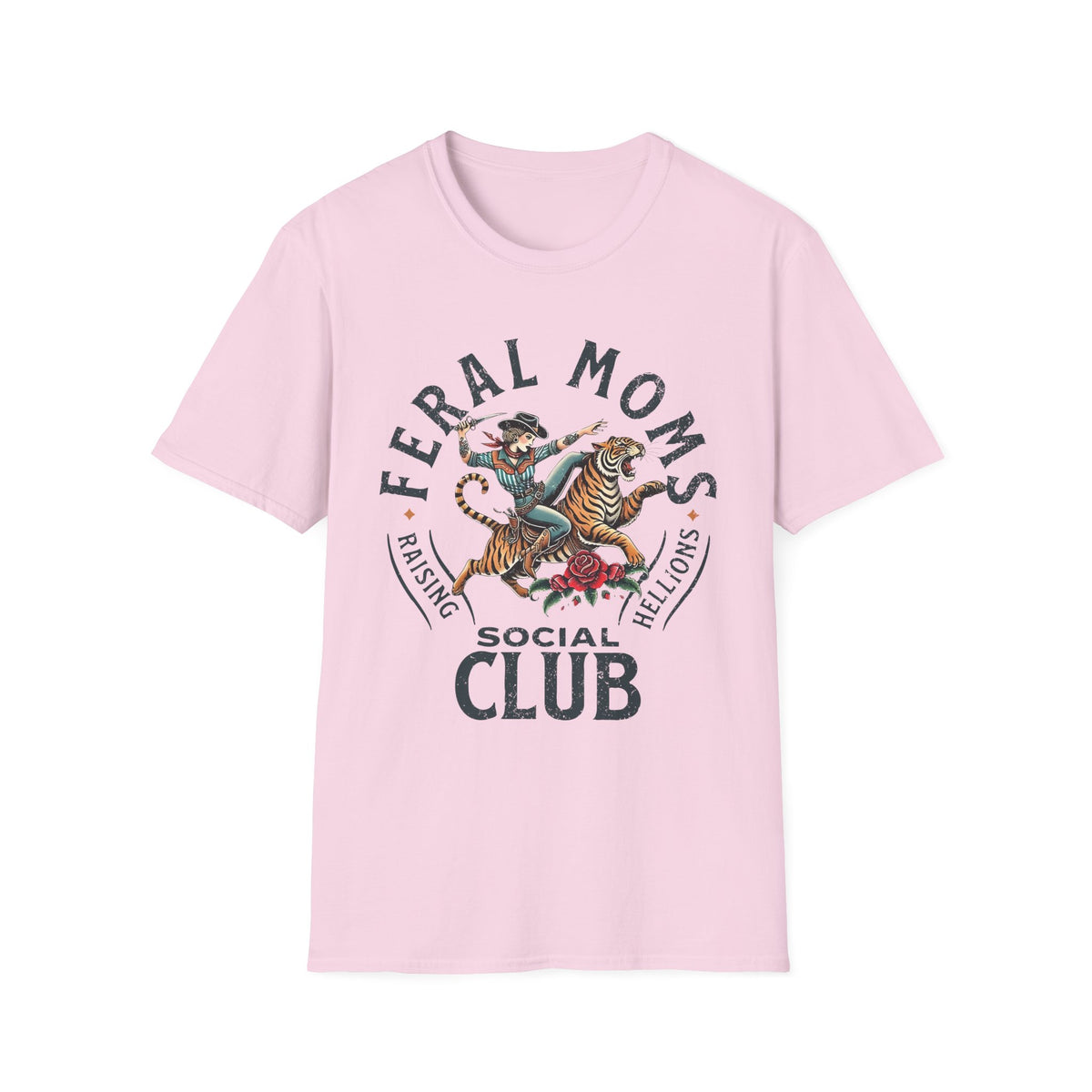 Feral Moms Club T‑Shirt — Vintage Tiger Rider Social Club Tee