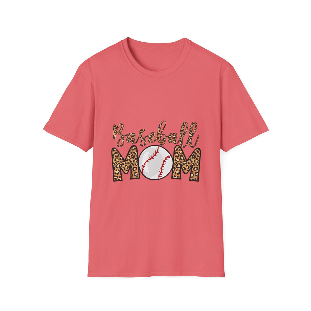 Baseball Mom Leopard Print T-Shirt — Baseball Mom Tee with Baseball Graphic