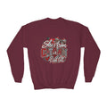 Youth Crewneck Sweatshirt - "She's From C-town I Can Tell" Leopard Plaid Graphic