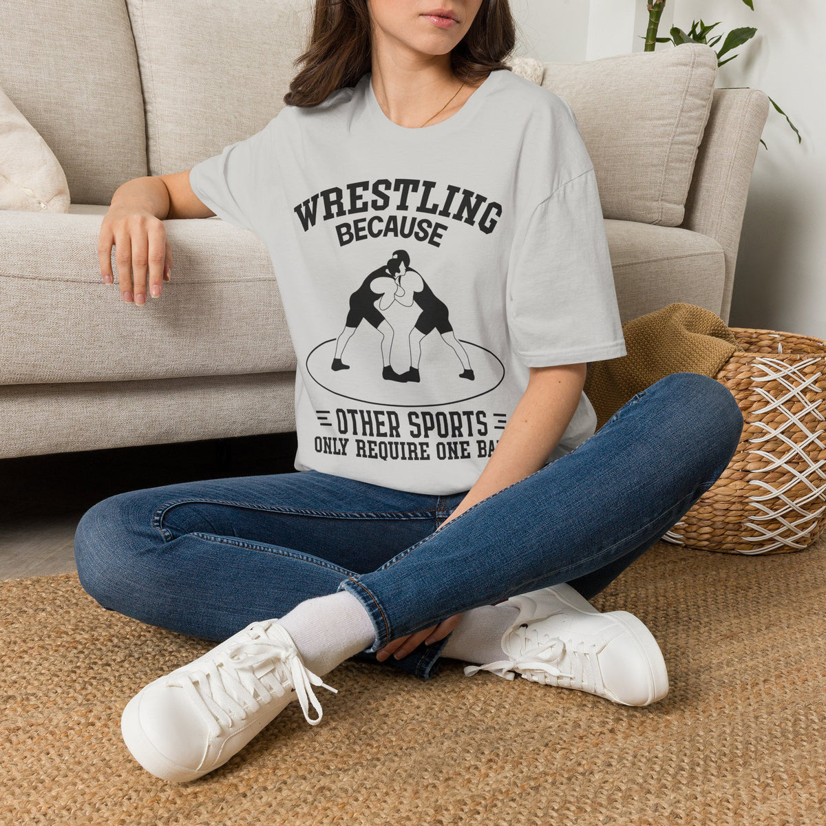 Wrestling Because T-Shirt — Funny Wrestling Quote Tee for Athletes & Fans