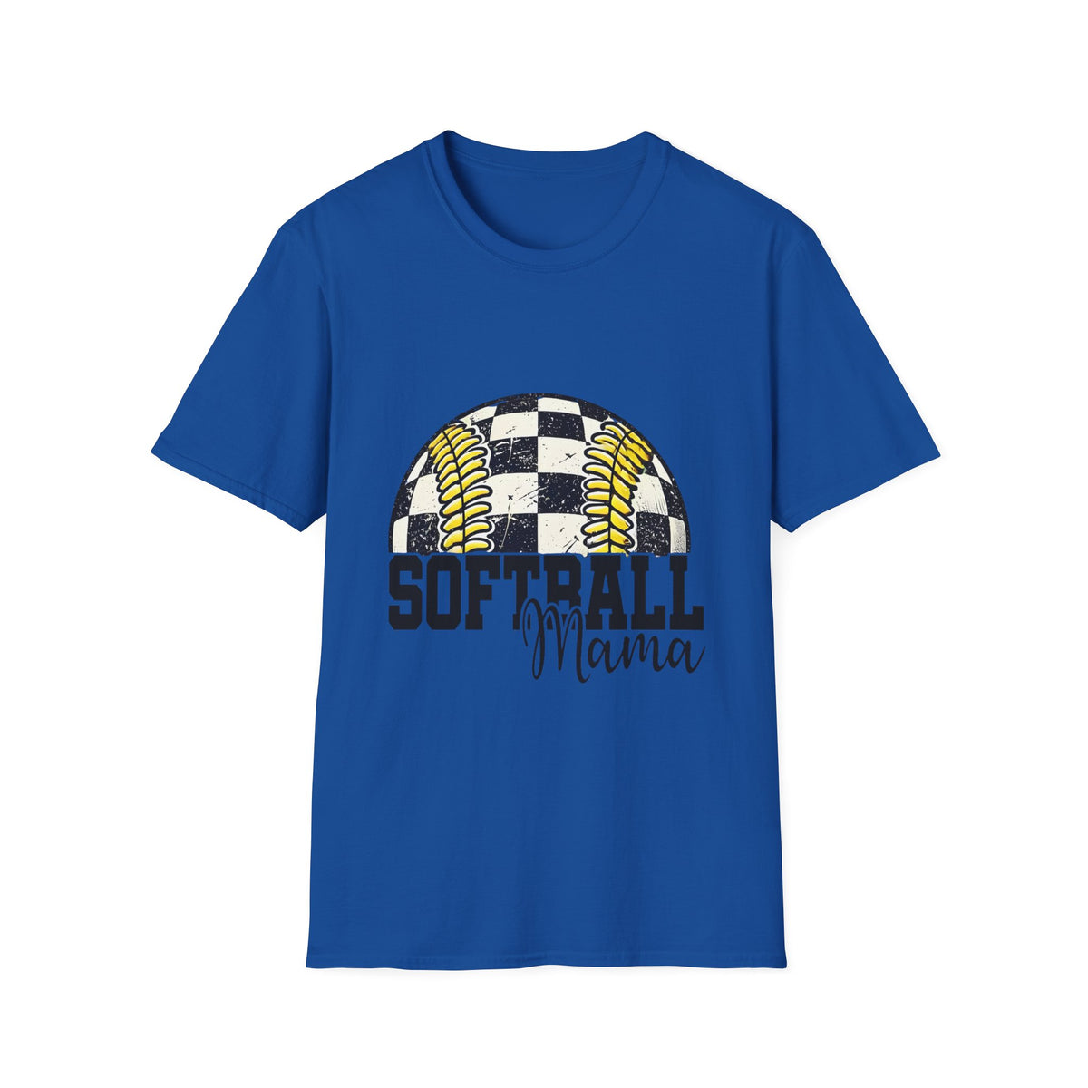 Softball Mama T‑Shirt — Checkered Ball Graphic Softball Mom Tee