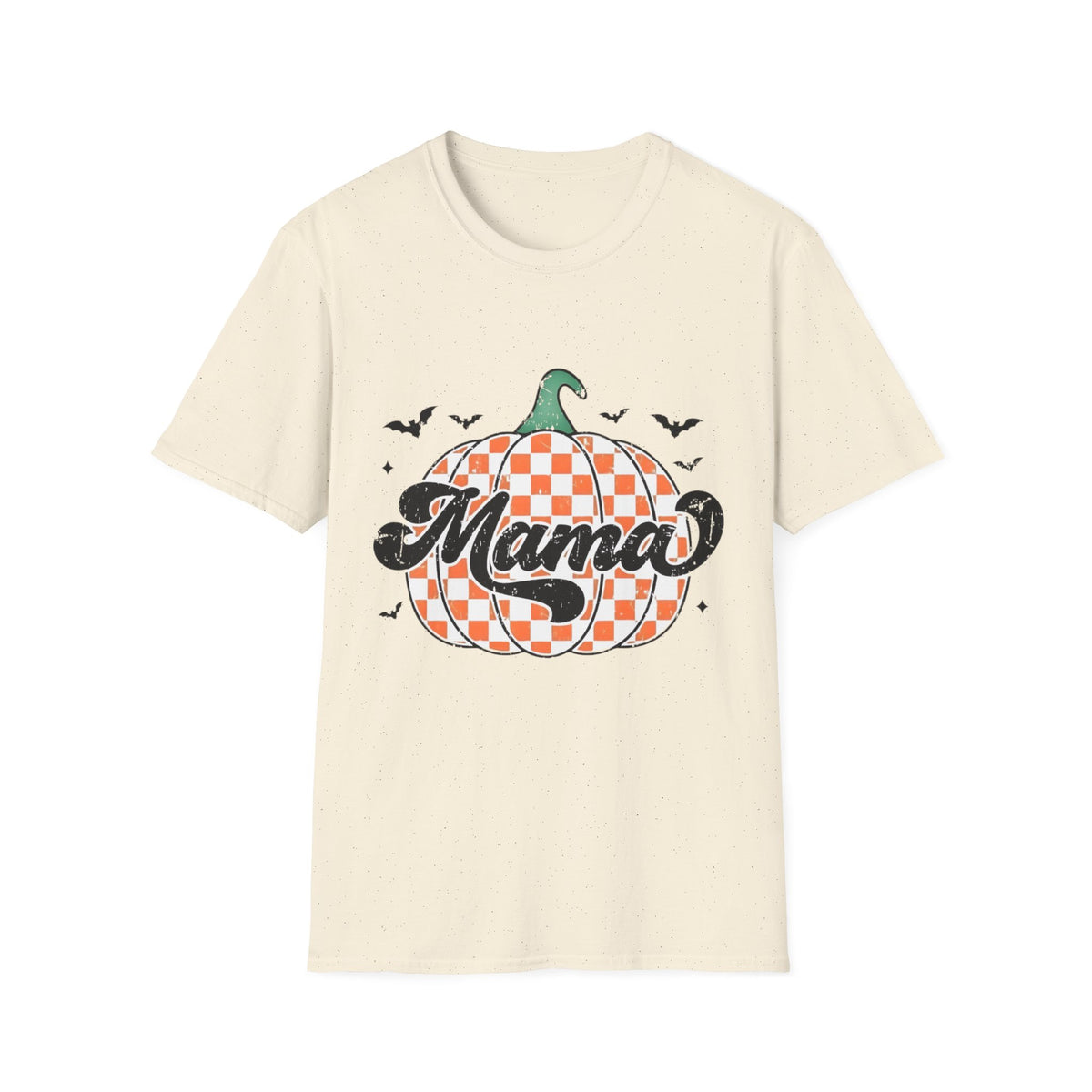 Mama Pumpkin T-Shirt — Checkered Fall Halloween Tee for Moms