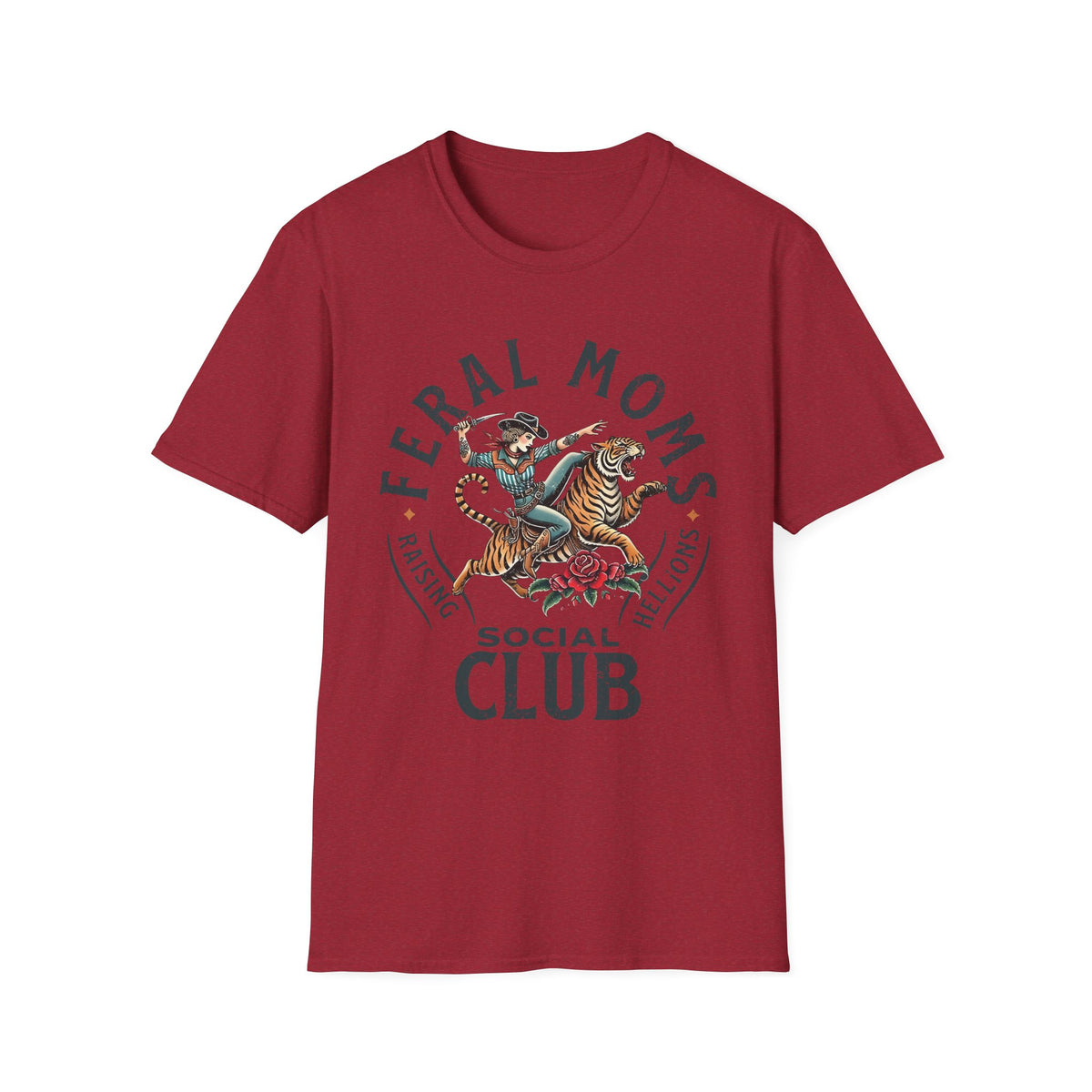 Feral Moms Club T‑Shirt — Vintage Tiger Rider Social Club Tee