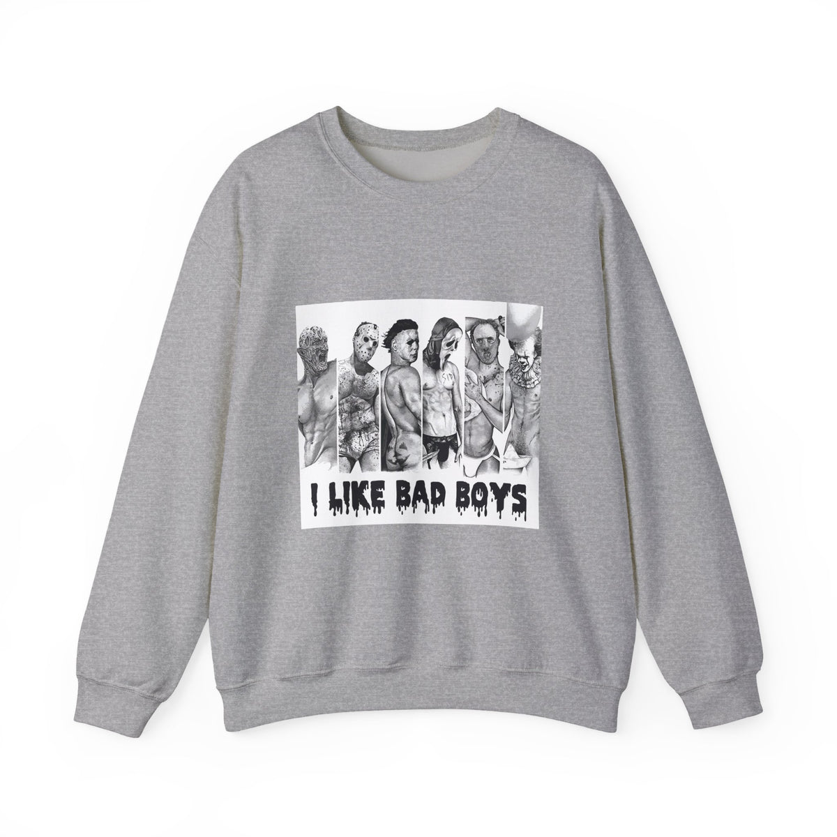 I Like Bad Boys Crewneck Sweatshirt – Edgy Graphic Bad Boy Design